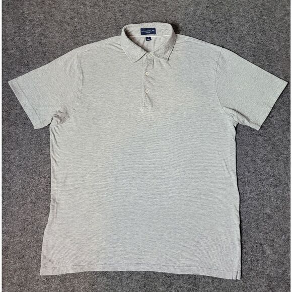Peter Millar Golf Shirt Polo Crown Crafted Mens Size M Gray Cotton Short Sleeve - Picture 1 of 9